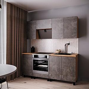 Set mobila bucatarie ML Mobila Nais 1.8 m Stejar Auriu/Atelie Inchis(Maro)