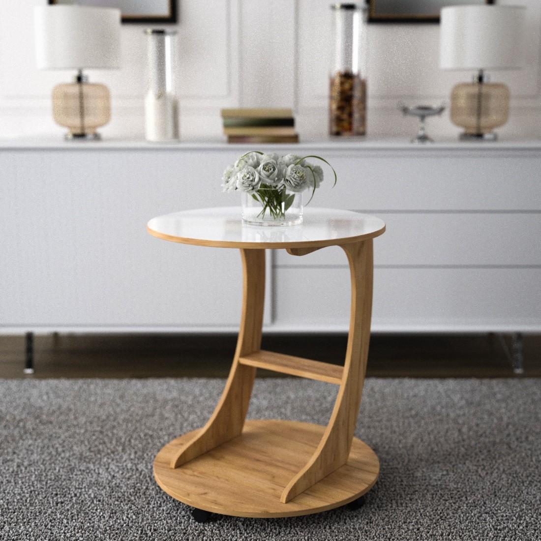 Masuta de cafea, reviste ML Mobila ML-1 Stejar Auriu/Alb