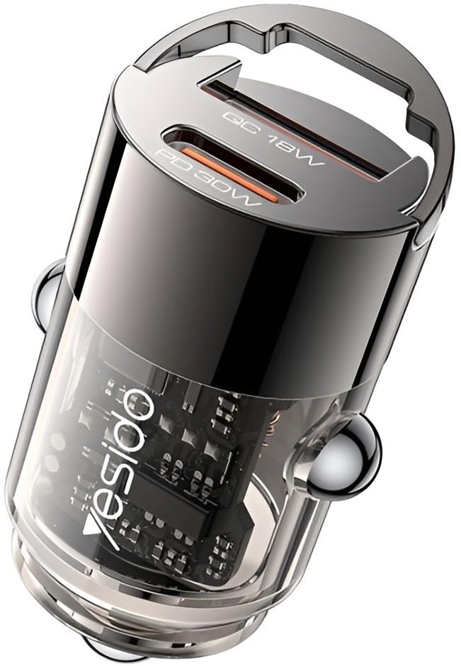 Incarcator auto Yesido Car Charger Dual Port USB-A+Type-C 30W 2.4A Black