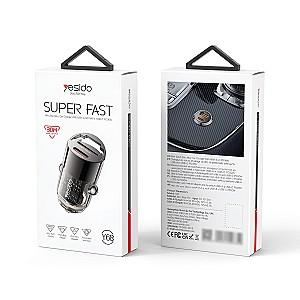 Incarcator auto Yesido Car Charger Dual Port USB-A+Type-C 30W 2.4A Black