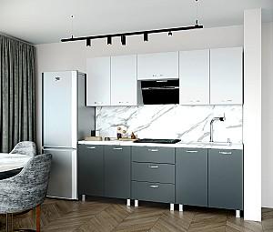 Set mobila bucatarie ML Mobila Omega Nr.1 2.2 m Alb/Antracit