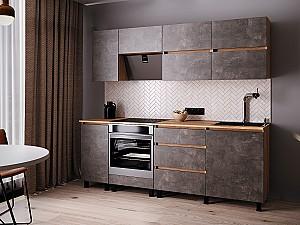 Set mobila bucatarie ML Mobila Nais 2.2 m Stejar Auriu/Atelie Inchis(Maro)