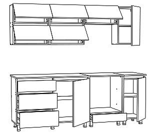 Set mobila bucatarie ML Mobila Nais 2.2 m Stejar Auriu/Atelie Inchis(Maro)