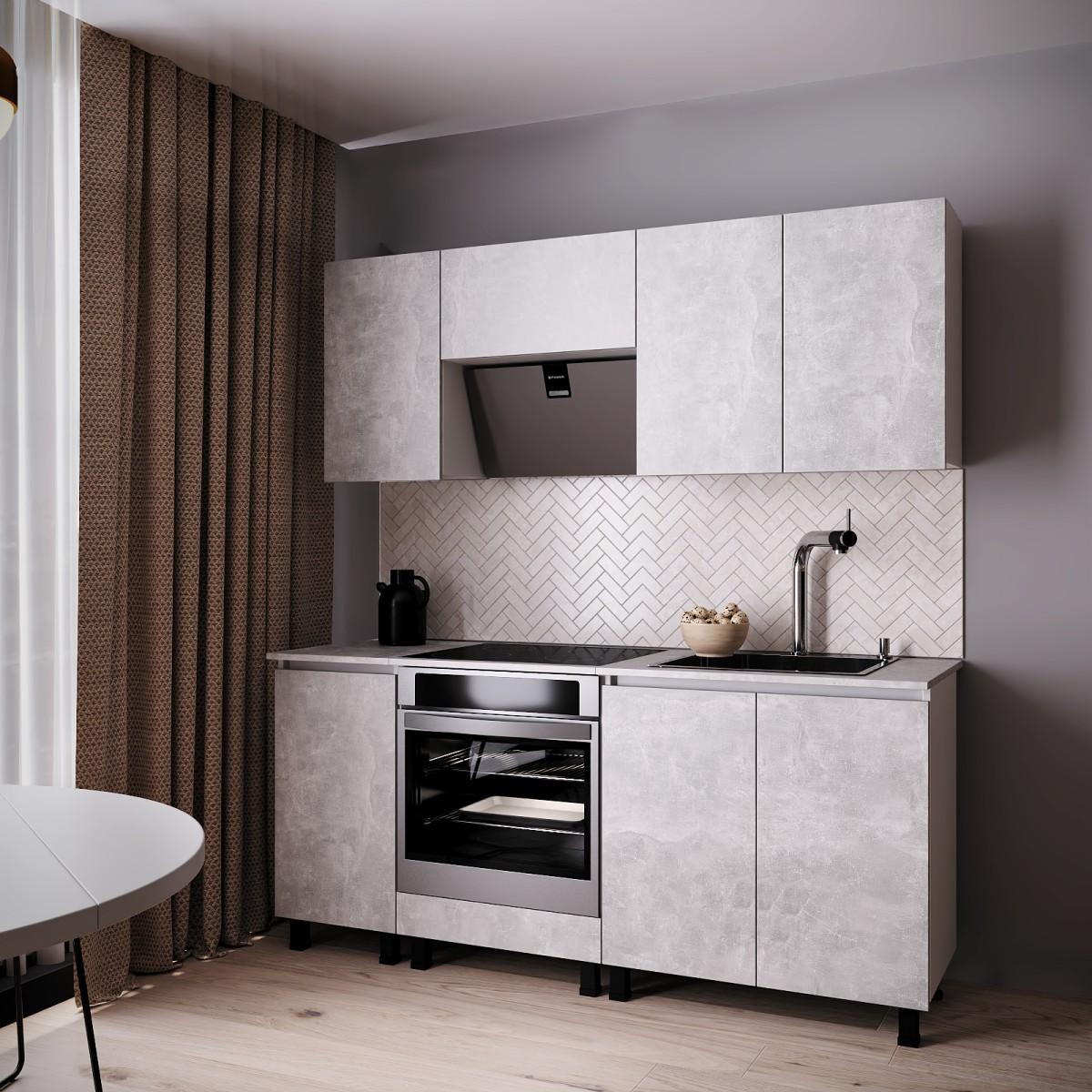 Set mobila bucatarie ML Mobila Nais 1.8 m Alb/Atelie Deschis(Gri)