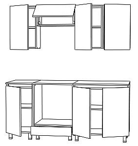 Set mobila bucatarie ML Mobila Nais 1.8 m Alb/Atelie Deschis(Gri)