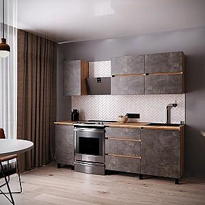 Set mobila bucatarie ML Mobila Nais 1.6 m Stejar Auriu/Atelie Inchis(Maro)