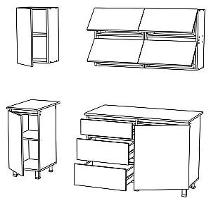 Set mobila bucatarie ML Mobila Nais 1.6 m Stejar Auriu/Atelie Inchis(Maro)