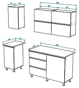 Set mobila bucatarie ML Mobila Nais 1.6 m Stejar Auriu/Atelie Inchis(Maro)