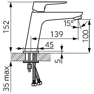 Baterie pentru lavoar Ferro Vitto Gunmetal BVI2VLBLGM