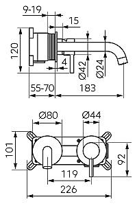 Baterie pentru lavoar Ferro Ciriculus BCK3PAGM