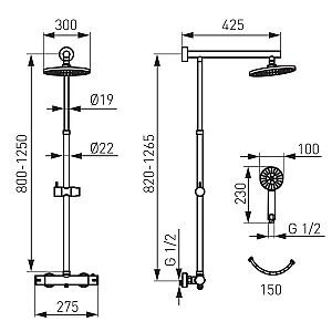 Set de duș Ferro Trevi NP75-TRV7U-GM