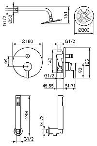 Set de duș Ferro Ciriculus BCK7PGM-SET1-S