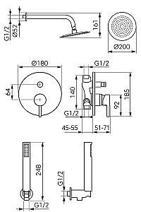 Set de duș Ferro Ciriculus BCK7P-SET1-S