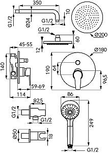 Set de duș Ferro Ritto BTR7PBL-SET1-S Black