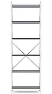 Etajera Nex Loft Alb/Antracit (Gri) 6 rafturi