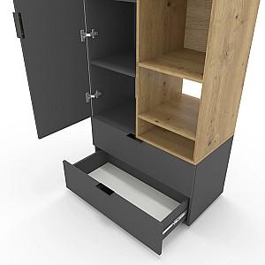 Dulap Nex Home A001R Antracit (Gri)/Stejar Artisan (Maro)