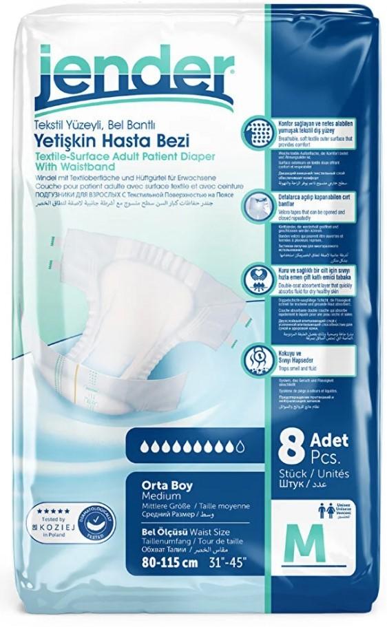 Scutece pentru maturi Jender Eco Pack Medium 80-115 (8pcs)