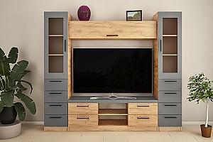 Living PS Z-6 (TV-1.5 m) 2.3 m Stejar Auriu / Grafit Gri