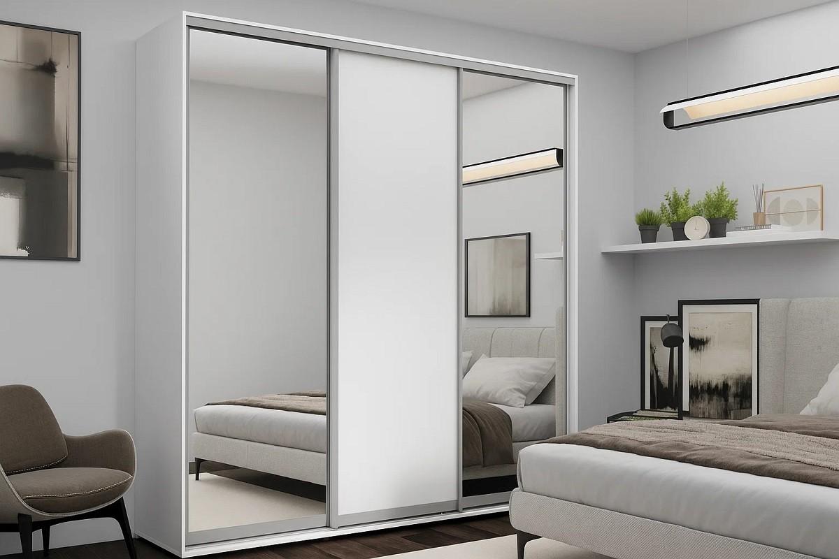 Dulap-cupe Nex Home 2 Oglinda + 1 PAL Alb 240x60x240 cm