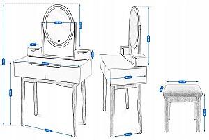 Masa de machiaj Jumi CM-920439 Alb/Bej
