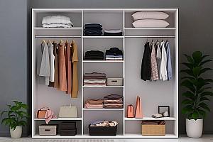 Dulap-cupe Nex Home Oglinda Alb 220x60x220 cm