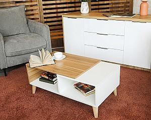 Masuta de cafea, reviste MatroLuxe №1 Baroque Ristretto Stejar (Maro)/Alb Alaska