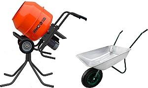 Betoniera TECHNOWORKER set 180 L (reductor, motor cupru) + stativ + roaba LUMAG 85 L cadou