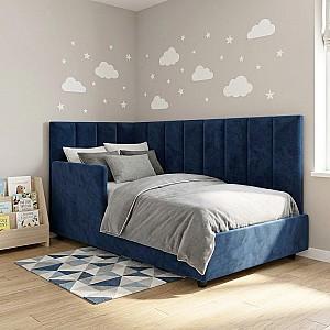 Pat copii Aurus Luna S (barieră de protecție) 90x200 (stânga) Albastru