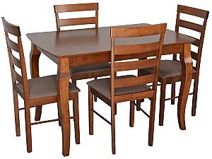 Set de masa si scaune Evelin HV-29V Burnish Oak + 4 scaune GLORIA Burnish / Ekea12 Dark Brown