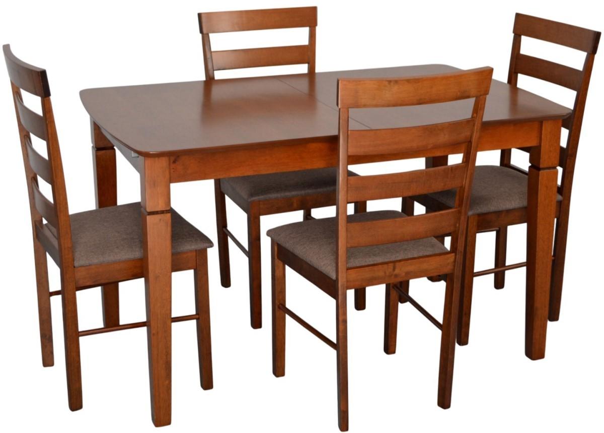 Set de masa si scaune Evelin HV-27V Burnish Oak + 4 scaune GLORIA Burnish Oak / Ekea12 Dark Brown