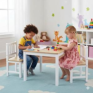 Scaun pentru copii Eucalyptus Karol (DS2-S03) Alb/Natural