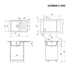 Chiuveta de bucatarie ULGRAN U-400 Dark Grey