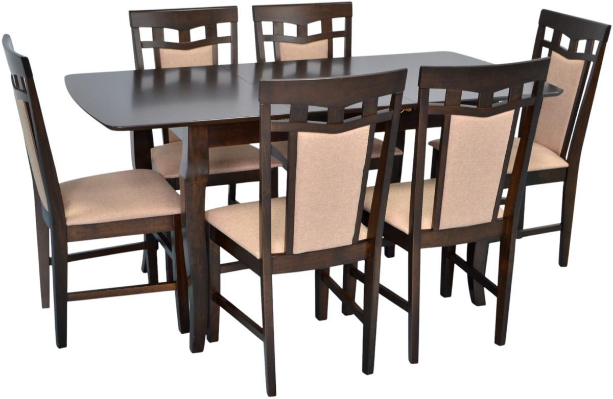 Set de masa si scaune Evelin HV-29V Chocolate + 6 scaune Deepa R Chocolate / NV-3WP Beige