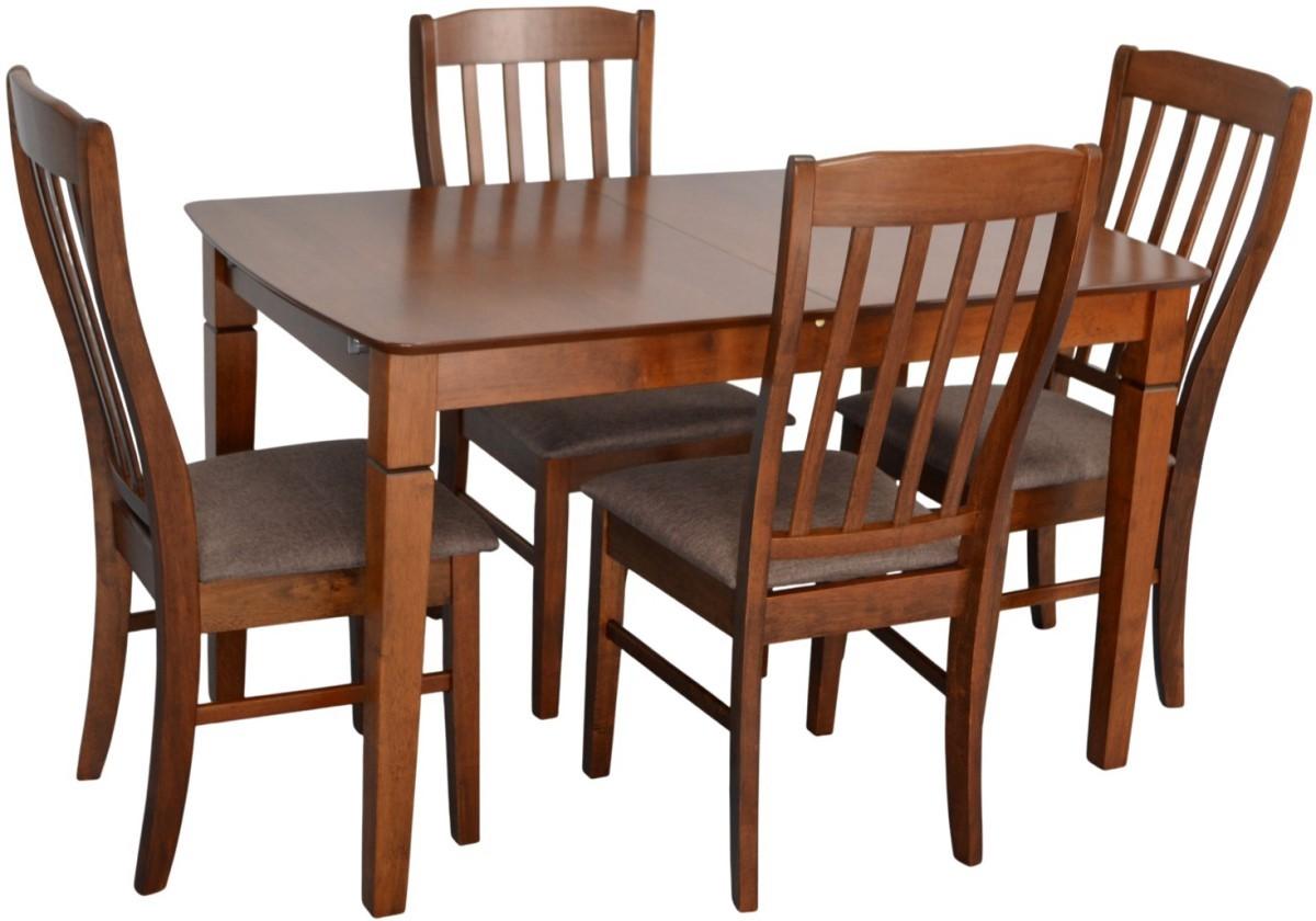 Set de masa si scaune Evelin HV-27V Burnish Oak + 4 scaune Wenyi Burnish Oak / Ekea12 Dark Brown