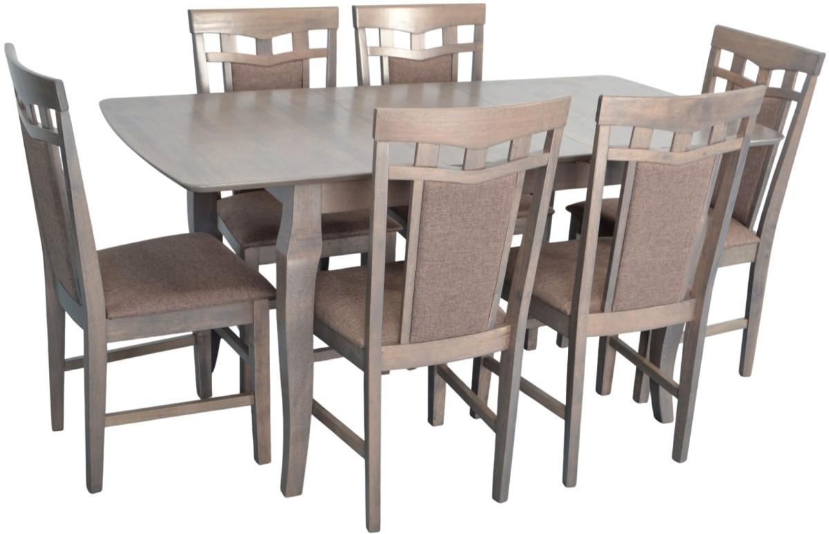 Set de masa si scaune Evelin HV-29V Antique Grey + 6 scaune Deepa R Antique Grey / Ekea12 Dark Brown