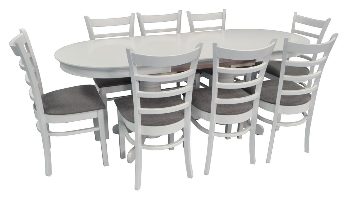 Set de masa si scaune Evelin HV-31N Alb + 8 scaune COCO Alb/NV-10WP Gri