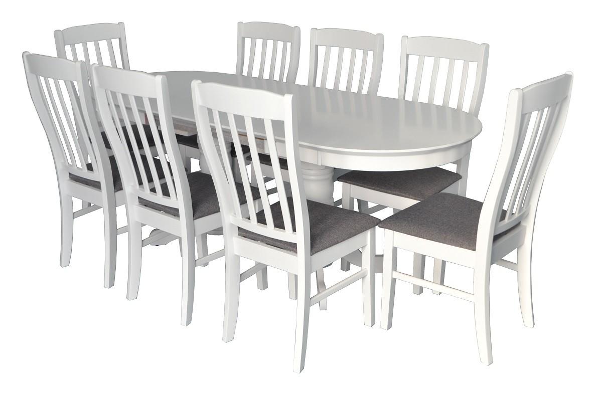 Set de masa si scaune Evelin HV-31N White + 8 scaune Wenyi (White NV-10WP Grey)