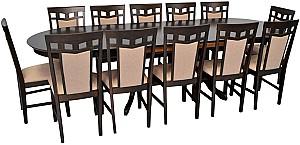 Set de masa si scaune Evelin HV-33V Chocolate + 12 scaune Deepa R Chocolate / NV-3WP Beige