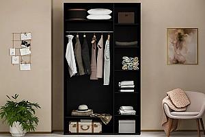 Dulap-cupe Nex Home Oglinda Carbon (Negru) 140x60x240 cm