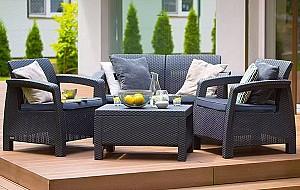 Set mobila de gradina Heniver Novara 2+1+1+T Antracit (Gri)