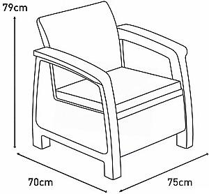 Set mobila de gradina Heniver Novara 2+1+1+T Antracit (Gri)
