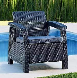 Set mobila de gradina Heniver Novara 3+1+1+T Antracit (Gri)