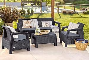 Set mobila de gradina Heniver Novara 3+1+1+T Antracit (Gri)