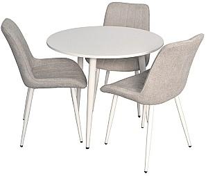 Set de masa si scaune Evelin DT 404-5 Wh + 3 scaune YTC-055 Wh / UF885-13 Light Grey