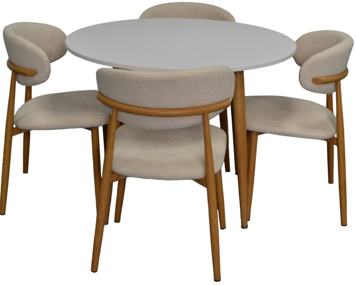 Set de masa si scaune Evelin DT 402-1Wo + 4 scaune QT-284 Wo / UF885-02 Light Beige