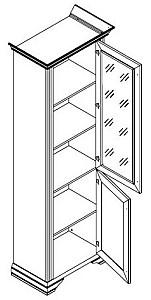Dulap cu vitrina Yasen White 1D1W Pin Argintiu