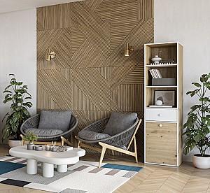 Dulap penal Yasen Ontario 484x1770x410 Stejar Artisan / Nimfea Alb