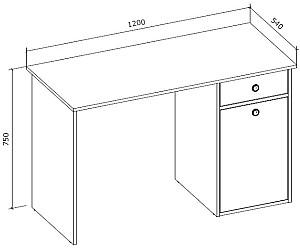 Masa de birou Yasen Ontario 1200х750х540 Stejar Artisan / Nimfea Alb