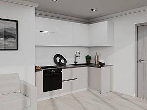 Set mobila bucatarie Bayro Monti Cucine 2.4x1.2 m White Mat / Trend Grey
