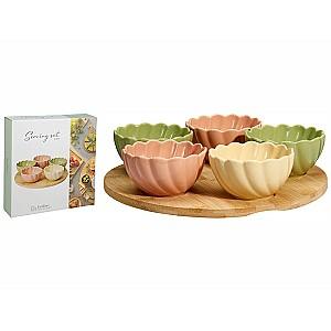 Set de vesela EH 6 unitati, suport din lemn D27X1 cm